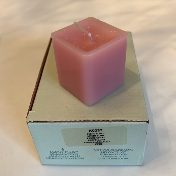 Partylite 6 Scent Plus Spiced Plum square Votives pink K0237 - Picture 2 of 3